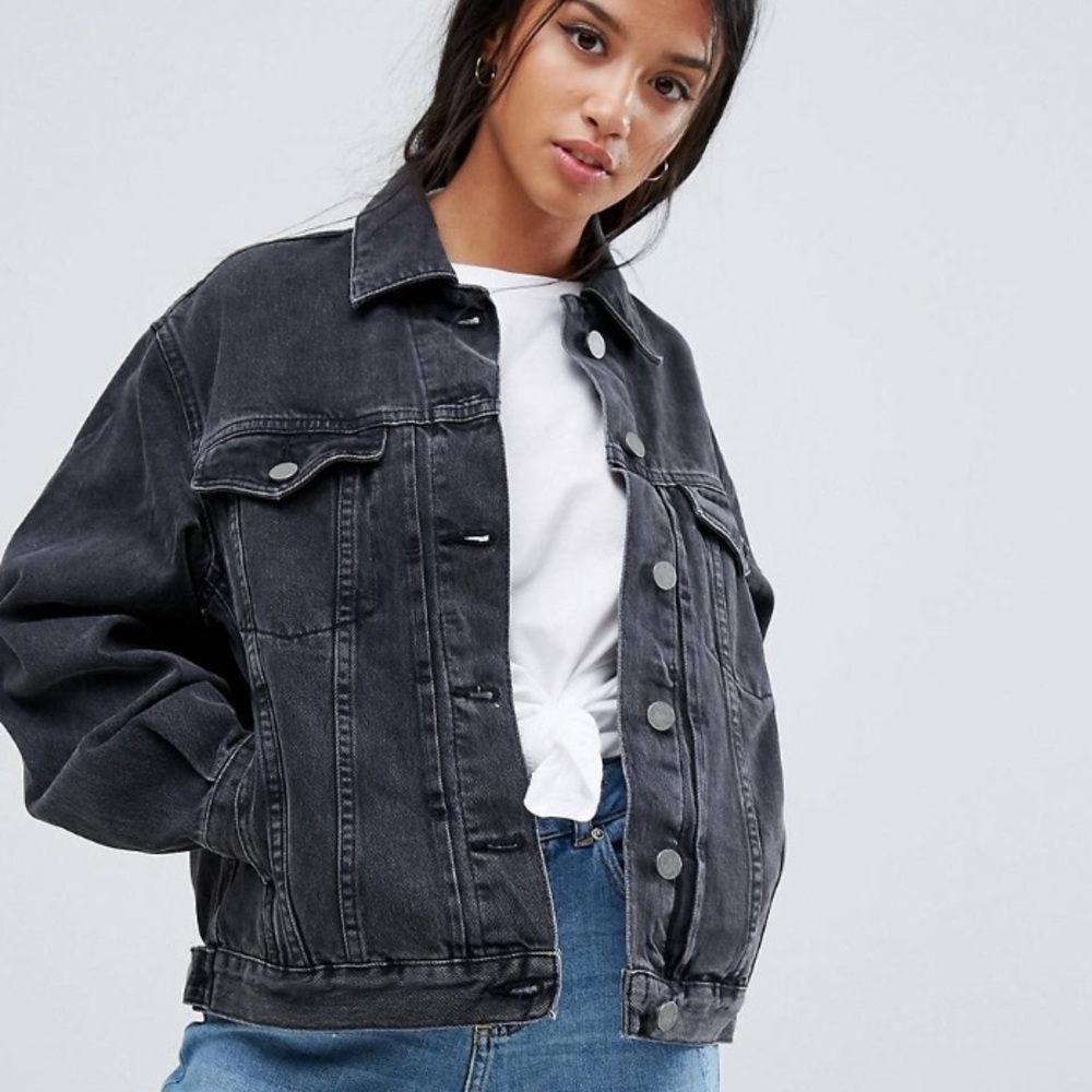ASOS DESIGN petite denim jacket: washed black sz 4